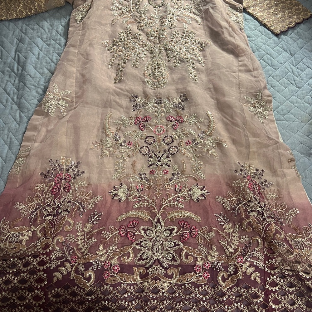 Embroidered Pink and Gold Dress